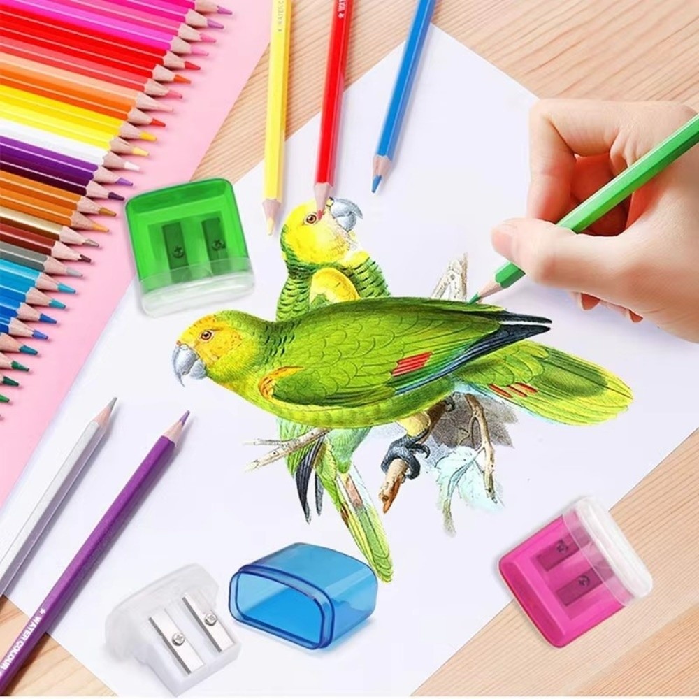Máy mài bút THFENG, Máy mài bút chì nhựa hai lỗ, có nắp Dụng cụ mài bút chì cầm tay Văn phòng phẩm sinh viên