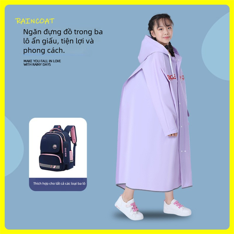 Chất liệu chống nước EVA dày dặn mưa thời trang cho trẻ em, Ba lô chứa đủ loại ba lô, nắp lớn độ phân giải cao