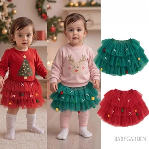 1-6 Tuổi Trẻ Em Basby Girl Váy Tuyn Nhiều Màu Sắc Sang Trọng Bóng Và Nơ Trang Trí Tầng Một Váy Cho Tiệc Giáng Sinh