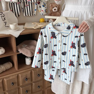 Bộ Đồ Ngủ Trẻ Em Hoạt Hình Dài Tay Phù Hợp Với Trung Bình Lớn Trẻ Em Nhà Quần Áo Bé Ve Áo Cardigan Bộ Đồ Hai Mảnh