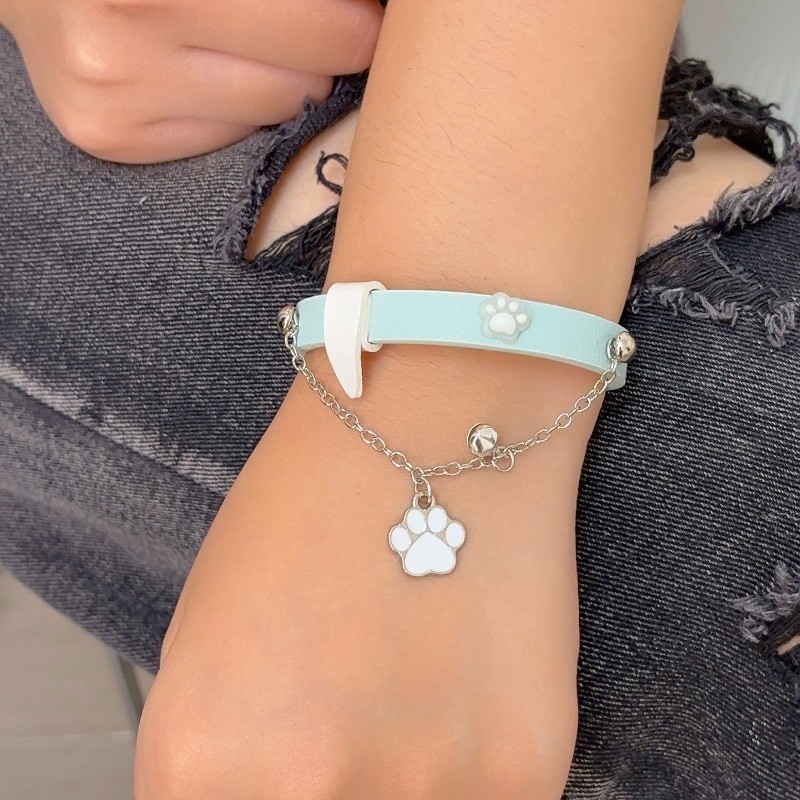 Vòng tay chân mèo Y2K ngọt ngào thoáng mát, hợp kim da unisex điều chỉnh được, phù hợp làm quà tặng cho những người yêu mèo
