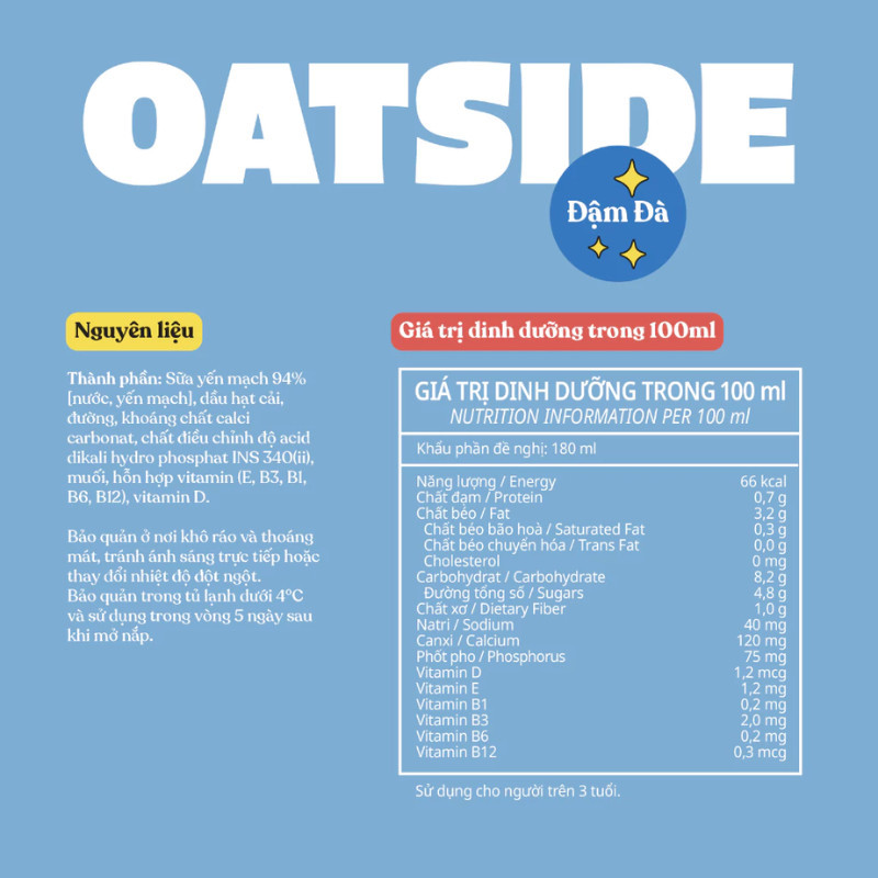 Sữa Yến Mạch Oatside Deluxe Có Đường Đa Dạng Size - Giàu dinh dưỡng từ yến mạch