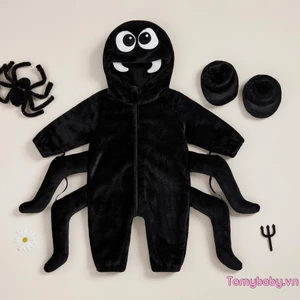 Trang phục nhện cho bé Sáng tạo Halloween Dây kéo lên Bộ áo liền quần có mũ trùm đầu + Vỏ chân cho bữa tiệc