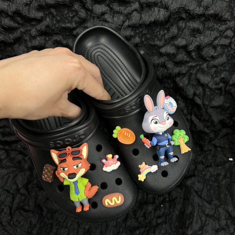 Phụ kiện giày DIY hình thỏ cảnh sát Judy dễ thương, hoa lỗ sáng tạo, có thể tháo rời, phù hợp cho crocs