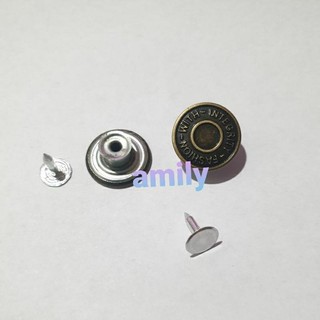 01 Nút cúc kim loại 17mm đóng quần áo jean tự đóng tại nhà. Nút cúc mặt đồng kim loại cho quần jean DIY
