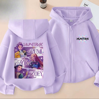 Trẻ Em Kpop Demon Hunters Áo Khoác Zip Up Áo Bé Gái Bé Trai Anime In Áo Khoác Ngoài Hàng Đầu