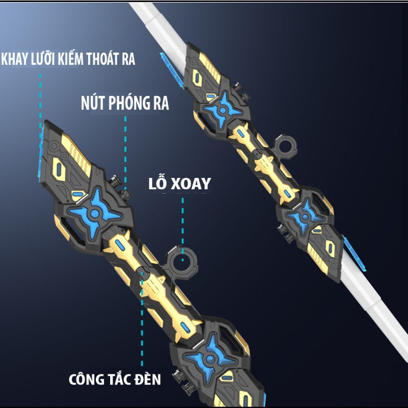 Kiếm Ánh Sáng Lazer Phiên Bản 2 Đầu Xoay,Đèn LED 7 Màu Đổi Màu,Đèn Đổi Màu Nhanh, Đồ Chơi Trẻ Em
