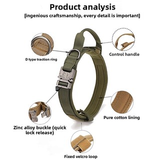 Cổ áo hợp kim chiến thuật cho chó lớn vừa Dây kéo Nylon dày