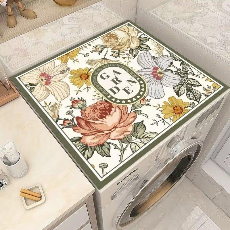 Thảm Phủ Máy Giặt Cửa Trước Silicon In Họa Tiết Kích Thước 60x60 Cm