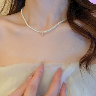 Ngọc trai Hàn Quốc hạt tròn nhỏ, mặt dây chuyền vòng cổ choker đơn giản, thời trang