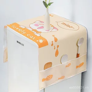 Bán Trực Tiếp peva Chống Bụi Bao Chống Thấm Nước Khăn Tủ Lạnh Bao Vải Chống Bụi Bảo Vệ Nhỏ Tươi Hoạt Hình Khăn Tủ Lạnh YV7A