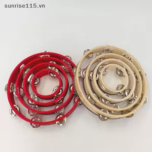 SRVN 1Pc Gỗ Tambourine 4 / 6 / 8 / 10 Inch Vành Màu Be Với Kim Loại Jingles Nhạc Cụ Gõ Giáo Dục Cho Buổi Hòa Nhạc Nhà Thờ Pa.