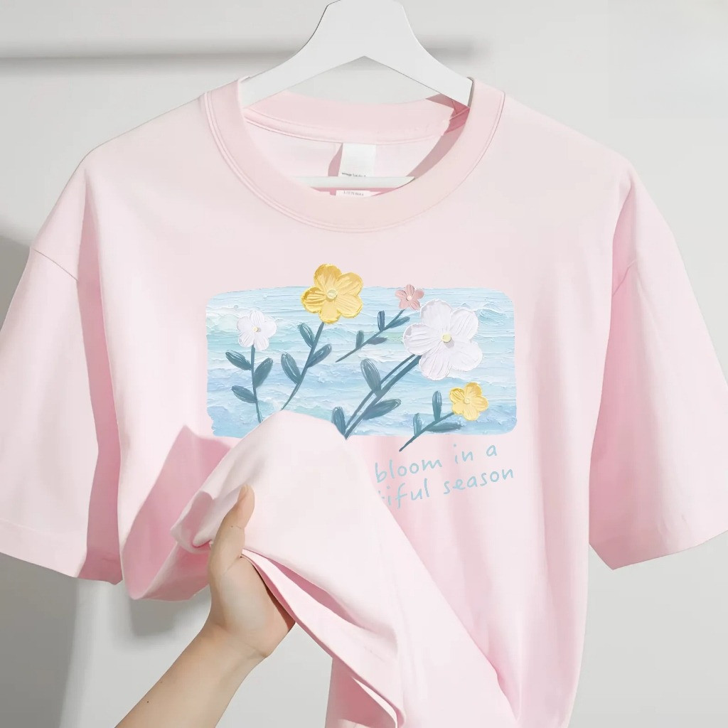 （Giao hàng 24h）Angela Áo thun nữ form vừa SUNTEE STFV547 phong cách basic in hình 047 vải cotton cao cấp thoáng mát