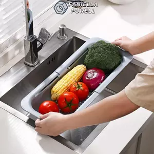 Giỏ thoát nước FANIELLAPOWELL, Giỏ lọc bồn rửa lỗ thoát nước có thể mở rộng, Dễ dàng làm sạch có thể điều chỉnh chiều dài bằng nhựa Máy giặt rau củ đa chức năng