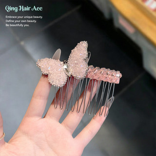 Hồng Kim Cương Giả Bướm Công Nghiệp Nặng Nhẹ Sang Trọng Nhấp Nháy Kim Cương Lược Tóc Đầu Sau Cố Định Tóc Dụng Cụ Tiện Dụng Kẹp Tóc Phụ Kiện Tóc Mặt Trên Xuống Lược