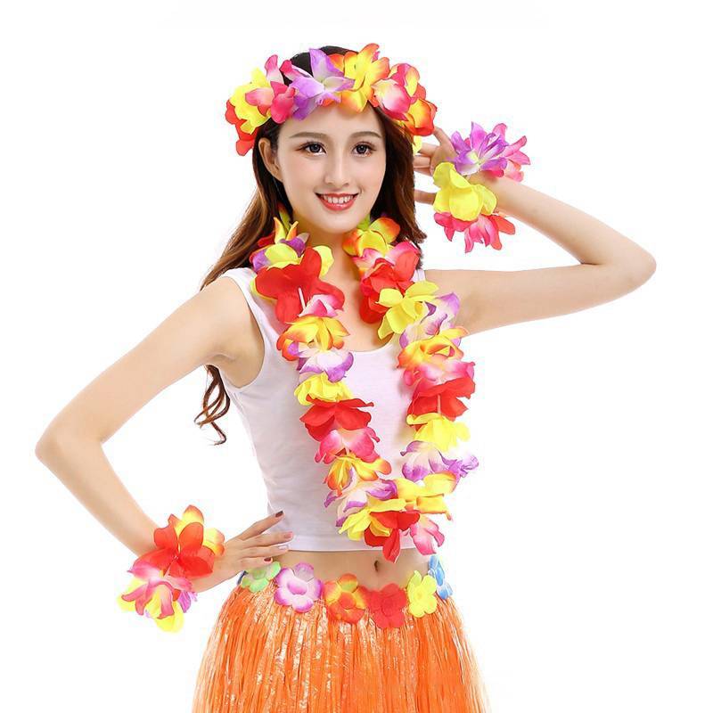 Alittlesetrtu 4 Chiếc Hawaii Hoa Nhân Tạo Leis Vòng Cổ Băng Đô Cho Tiệc Đi Biển VN