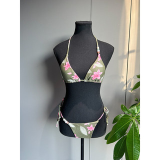 Đồ Bơi Nữ Hoa Xanh Tam Giác Cốc Dây Hai Mảnh Bikini Đồ Bơi