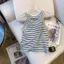 Áo Vest dệt kim ngắn sọc không tay mùa hè Hot Girl Slim-fit