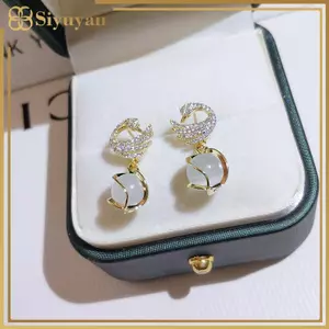 Siyuyan Thời Trang Lấp Lánh Thiên Nga Pha Lê Thiên Nga Thả Mặt Dây Chuyền Bông Tai Nữ Tinh Tế Ngọt Ngào Tính Khí Bé Gái Trang Sức VN