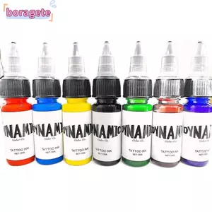 Mực xăm BORAGETE, Màu thực hành hình xăm màu đen nâu đỏ xanh lá cây, Nghệ thuật cơ thể tươi sáng 15ML Màu trắng hình xăm sắc tố Đồ dùng hình xăm