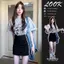 Mùa hè 2026 Phiên bản Hàn Quốc Phong cách lười biếng Tất cả các trận đấu Bao da thịt Thời trang nữ dáng rộng Phim hoạt hình ngắn tay Top Bộ đồ váy ngắn tay