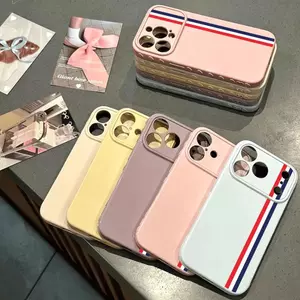 Khung viền yêu thương ba màu thanh ngang mảnh phù hợp với vỏ điện thoại 17 Pro,16/15/14