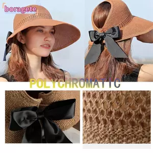 BORAGETE Mũ Chống Nắng Thời Trang Nữ Đuôi Ngựa Rộng Vành Móc Mũ Nữ