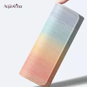 AqToCna Tối Giản Tươi Cầu Vồng Kính Hộp Đựng Kính Mát Hộp Bảo Quản Kính Mắt Hộp Đựng Kính Da Pu Di Động Chất Lượng Cao Túi Bảo Quản AqToCna