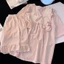 Đồ Ngủ Cổ Vuông Ren Mùa Hè Giả Cotton Jacquard Ngắn Tay Quần Short Nữ Mặc Nhà Phong Cách Công Chúa