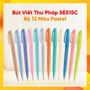 Bộ bút Pentel Brush Sign SES15C 12 màu pastel mực kháng nước bền màu