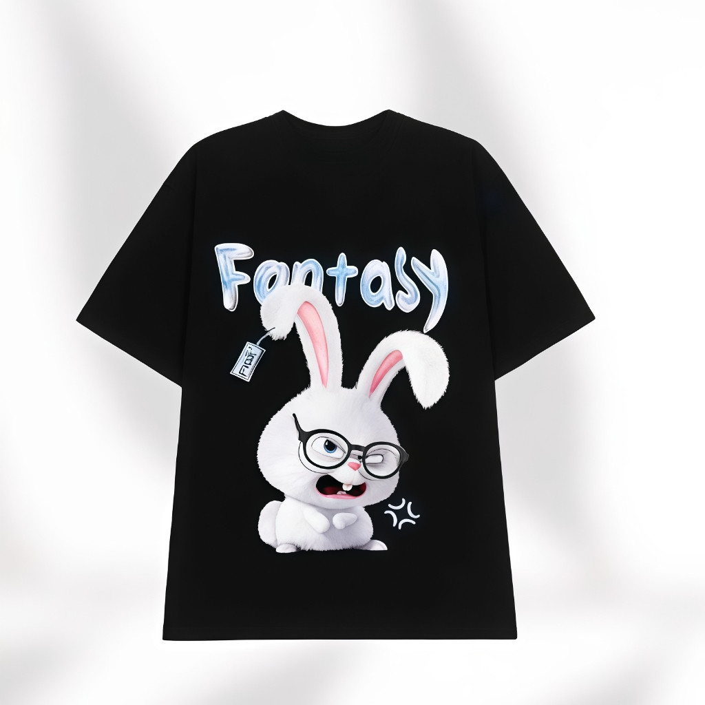 （Giao hàng 24h）Angela Áo Thun, Áo Phông Unisex Tay Lỡ  Mã TN BUNNY Chất Cotton Mềm Mịn Co Dãn Thoáng Mát Form Rộng