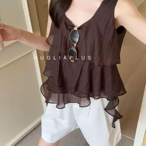Áo Vest không tay cổ vuông có ruy băng ngọt ngào kiểu Pháp thời trang giảm tuổi