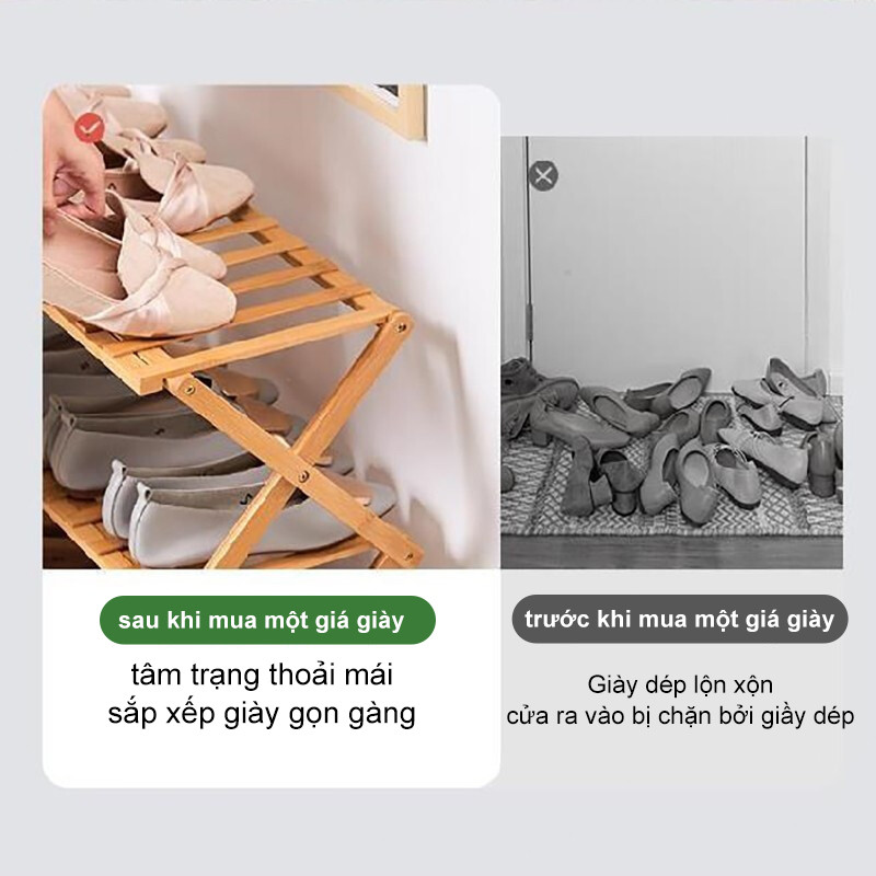 Kệ Để Giày Dép Nhiều Tầng Bằng Tre Chắc Chắn Thoáng Khí Tiết Kiệm Không Gian Dễ Sắp Xếp Phù Hợp Nhà