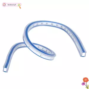 BEABOUT Thước cong linh hoạt, Thước đo mét nhựa có thể uốn cong màu xanh trắng, Vẽ công cụ đo mềm hai mặt bền bỉ
