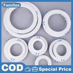 Đèn LED Downlight Spotlight Braets Đèn đứng Bộ điều hợp Đèn Bóng Nhẫn Lỗ Phóng to Khung ngoài màu trắng Cắt ra Vòng tròn khắc phục