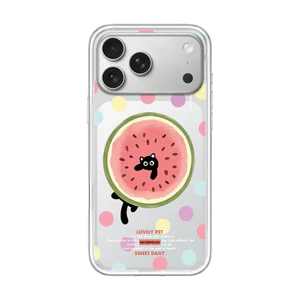 Ốp điện thoại cứng hình mèo dưa hấu từ tính cho iPhone 17 16 Pro 15 Pro Max 14 Vỏ bảo vệ mờ mờ mờ