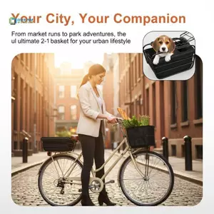 Giỏ xe đạp cho chó 2 trong 1 Hộp đựng thú cưng Ra phía sau cho chó nhỏ Giỏ hàng có thể chuyển đổi để đi xe đạp và du lịch sử dụng mới