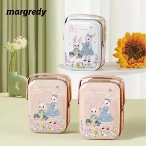 Hộp thiếc bánh quy MARGREDY, Trống có tay cầm Hộp sô cô la kẹo thiếc, Phim hoạt hình bằng kim loại dễ thương Thỏ in trang sức Lưu trữ đường Đóng gói