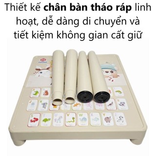 Bàn học sinh cho bé nhựa VIỆT NHẬT - Chân bàn xếp gọn, in hình chữ cái, động vật dễ thương - 1810-1