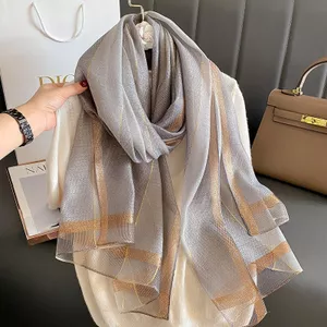 Thời Trang Mô Phỏng Tính Khí Khăn Mỏng Sọc Dâu Lụa Khăn Choàng Khăn Gạc Khăn 6.21