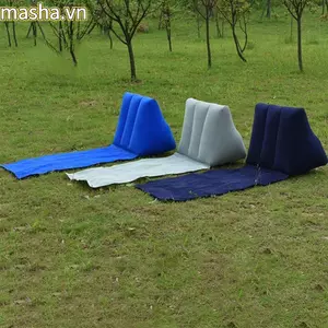 Nệm du lịch bơm hơi, Aircushion Thảm đi biển có thể gập lại Giường không khí, PVC mềm Flocking Lounger Gối lưng Đệm gia đình