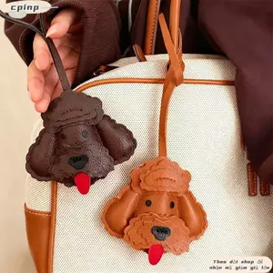 Mặt dây chuyền móc khóa CPINCP, Mặt dây chuyền túi chó con hoạt hình đa năng, Treo trang trí PU Puppy Móc khóa túi phụ kiện