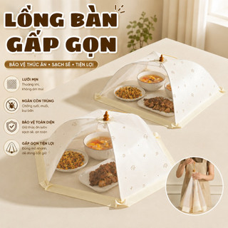 Lồng Bàn Bằng Vải Lưới Đậy Thức Ăn Gấp Gọn, Lồng Bàn Vải Chống Ruồi Muỗi Côn Trùng, Thiết Kế Thoáng Khí Tiện Lợi