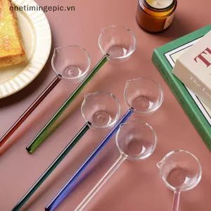 VFZ Borosilicate Thìa Thủy Tinh Có Tay Cầm Dài Trong Suốt Nước Sốt Chịu Nhiệt Thìa Canh Có Vòi Thìa Tráng Miệng Nhà Bếp Thanh Đảng OTE