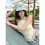 Áo Vest cổ dây ren phong cách nhẹ nhàng phong cách Hàn Quốc dành cho nữ mùa hè eo hẹp thon gọn hơn trông tinh khiết Phong cách mong muốn không tay đeo bên ngoài