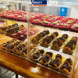 MAKY Chống Bụi Acrylic Display Case Store Món Tráng Miệng Bánh Thực Phẩm Bánh Ngọt Bánh Mì Hiển Thị Ra Mù Hộp Bảo Quản VN