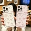 Màu Hồng Anh Đào Nơ Trái Tim Tình Yêu Dành Cho Iphone 15 14 13 12 Pro Max 15 Plus Ốp Lưng Đựng Thẻ Ảnh Ví Silicon Chống Sốc Không Khí Bảo Vệ Góc TPU Mềm