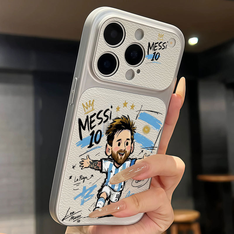 Ốp lưng iPhone Họa tiết da phong cách mạ số 10 Messi họa tiết hoạt hình iPhone 17 16 15 14 13 12 11 Pro Max Plus Max