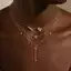 Vòng cổ dòng Zircon hình học tối giản Dây chuyền hình chữ U Thiết kế hai lớp mạ vàng 18K All-Ma