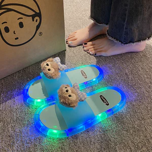 2025 Hợp Thời Trang Dạ Quang Dép Nữ Trong Nhà Bạn Gái Thoáng Mát Chiên Phố Hoạt Hình Pha Lê Nhấp Nháy LED Nhà Cặp Đôi Dép VQWR